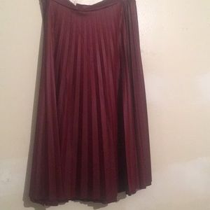 Faux Leather Pleated Midi Circle Skirt